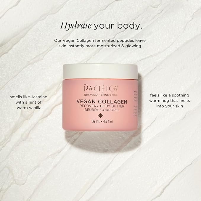 Pacifica Beauty | Vegan Collagen Body Butter | Hydrating, Nourishing, Moisturizer | Long-Lasting Hydration | Cream Lotion for Dry Skin | Light Floral Scent | Paraben Free | Vegan + Cruelty Free-GlimoraGlow