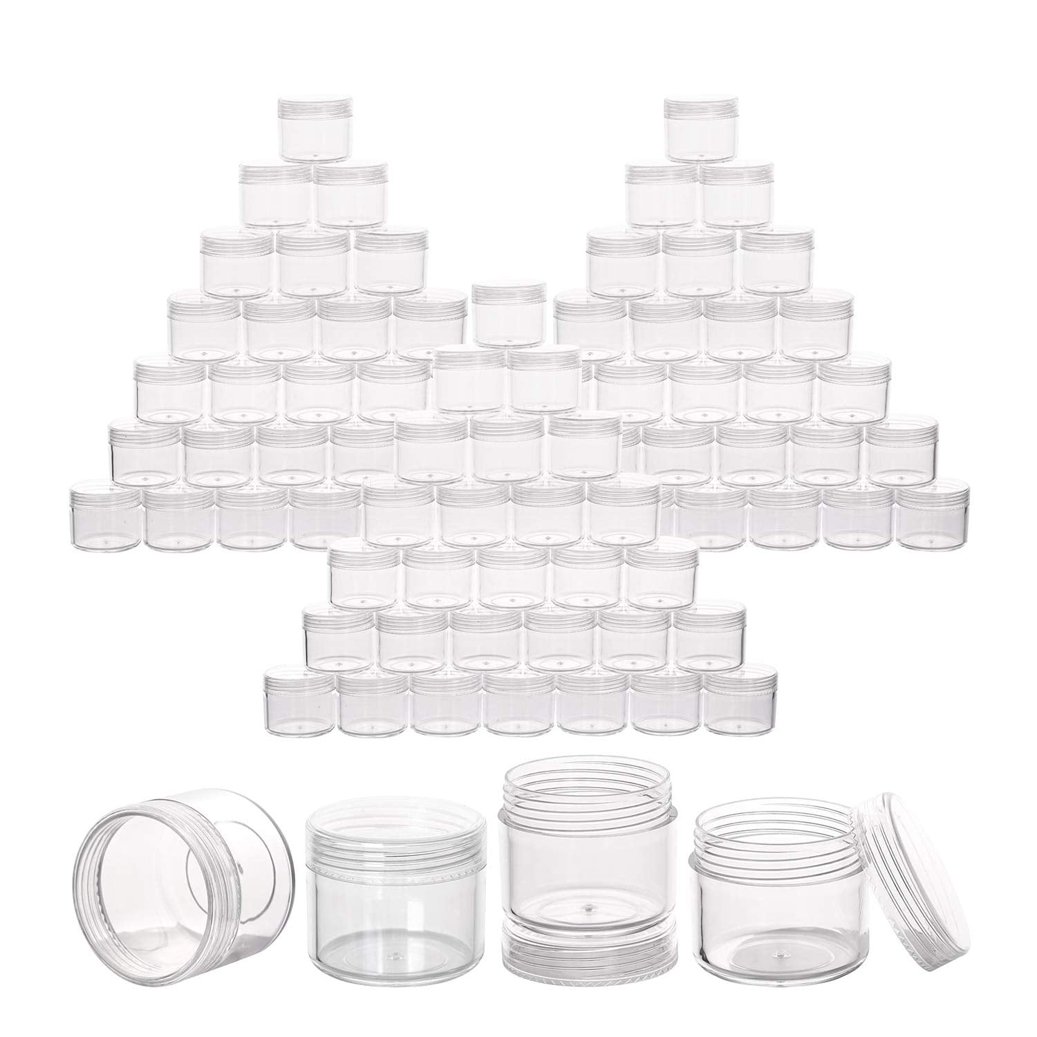 100 Count Clear Plastic Sample Containers 20g Empty Jars Cosmetic Containers with Lids Leak Proof Lip Balm Containers-GlimoraGlow