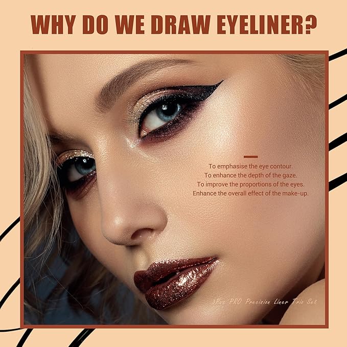 Jessup Eyeliner Brush Set, 3pcs Pro Precision Eyeliner Brushes Fine Point Angled Thin Gel Liquid Flat Winged Eye Liner Brush, Black T346-GlimoraGlow