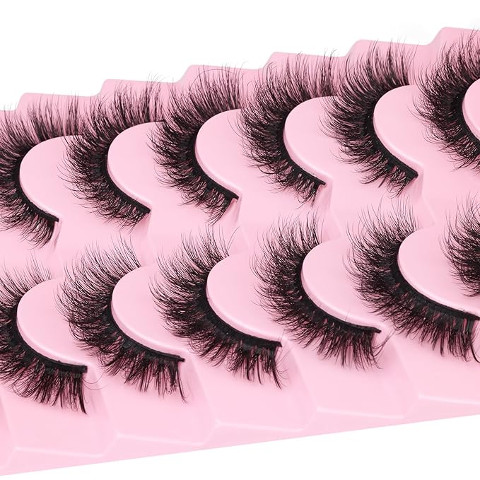 Kiromiro Lashes False Eyelashes Cat Eye Faux Mink Lashes Wispy Strip Lash 6D Volume Fake Lash Natural Look Eyelashes Pack 7 Pairs-GlimoraGlow