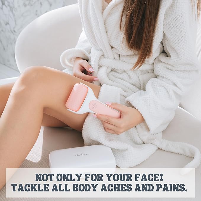 Ice Roller for Face Premium Facial Ice Roller with Carry Case and 2X Rollers for Long Lasting Cold - Eye Roller for Puffy Eyes & Cold Massage for Migraines (Pink (with case))-GlimoraGlow