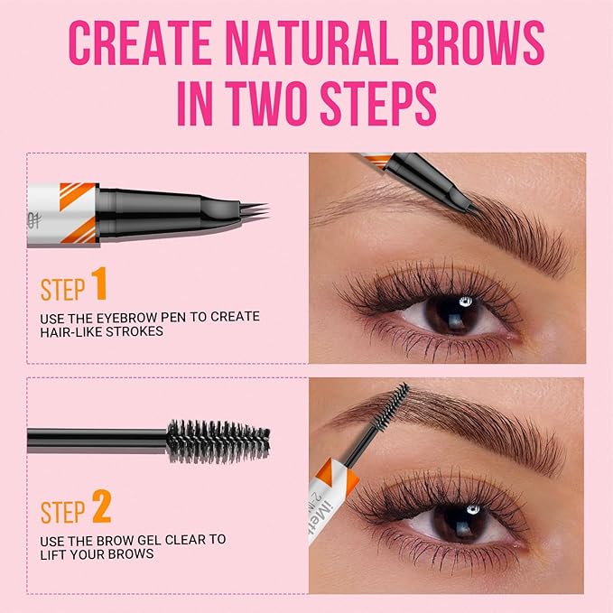 iMethod Curved Eyebrow Pen and Brow Gel Clear - Eyebrow Pencils for Women with Natural Hair Like Strokes, Eyebrow Makeup for All-Day Defined, Waterproof, Smudge-proof, Blonde-GlimoraGlow