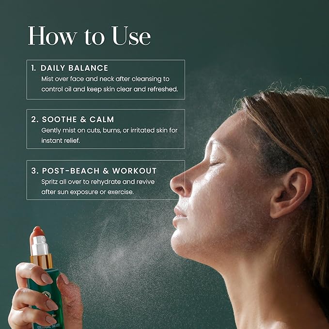 Hylunia Colloidal Silver Mist Toner 5.1 fl. oz. – Hydrating Versatile Toner for Acne-Prone Inflamed Skin | Infused with Colloidal Silver & Lavender for Glowing Skin Cuts & Burns, Body-Refresher-GlimoraGlow