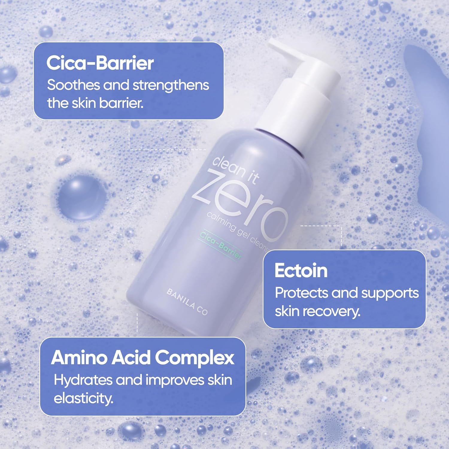 BANILA CO Clean It Zero Calming Gel Cleanser | Cica & Amino Acid Complex for Gentle Hydration | Vegan & Hypoallergenic | Korean Facial Cleanser for Sensitive Skin (200ml / 6.76 fl oz)-GlimoraGlow