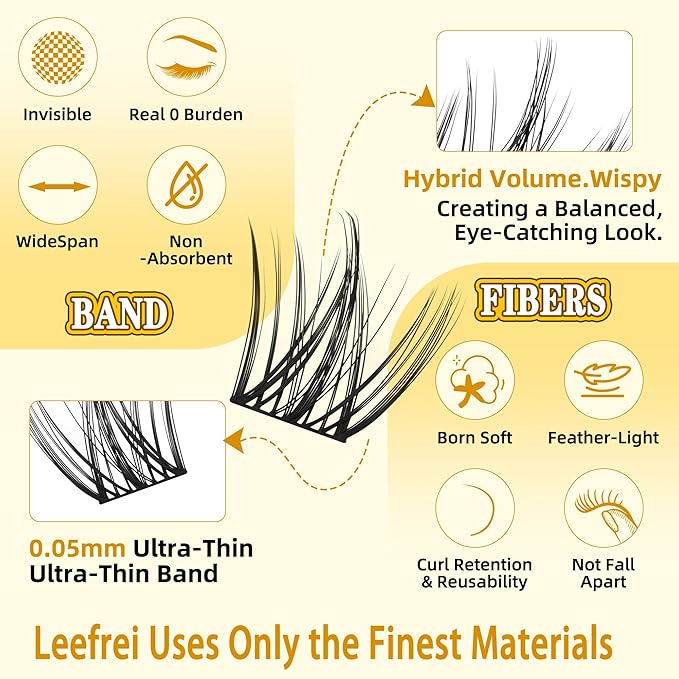 Eyelash Clusters Set 10-18mm Wispy Lash Clusters D Curl DIY Cluster Lash Extension Kit Individual Lashes Kit With Bond & Seal, Glue Remover, Tweezers(LF02 Lashes Set)-GlimoraGlow