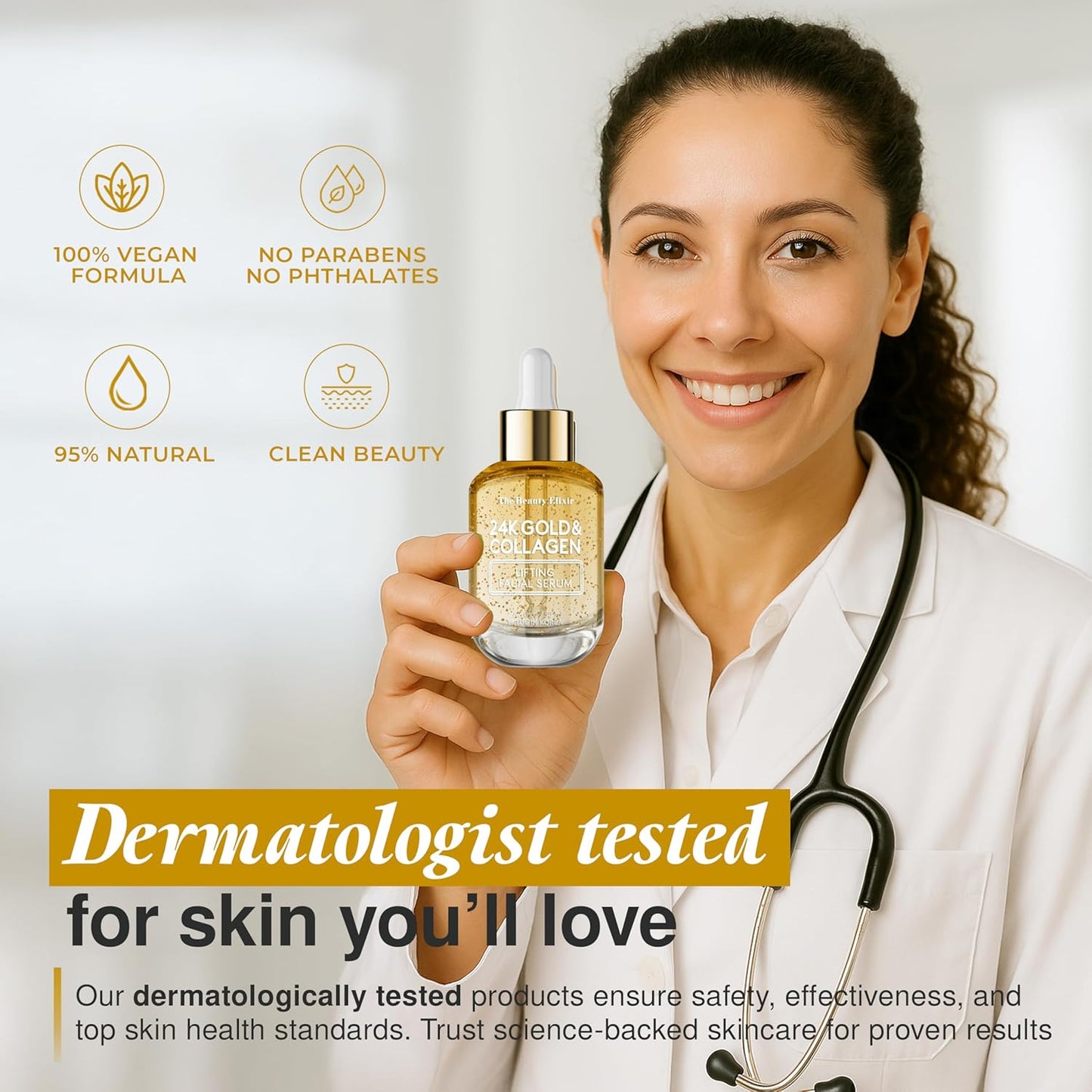 Collagen Serum For Face with 24k Gold - Dermatologist Tested - Anti Aging, Ultra Hydrating, Fine Lines & Wrinkle Treatment - Clean Beauty Korean Skin Care for All Skin Types - 1.69oz-GlimoraGlow