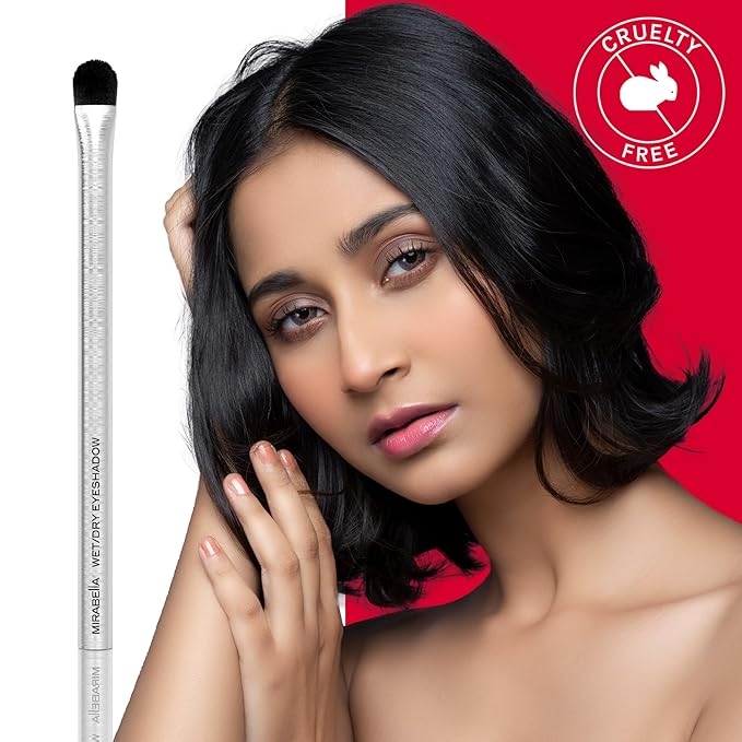 Mirabella Wet & Dry Eyeshadow Brush, Premium Professional Makeup Brush Collection, Cruelty-Free Synthetic Bristle Brush, Hand-Sculpted Brushed Aluminum Handle, Luxury Blending Brush for Makeup-GlimoraGlow