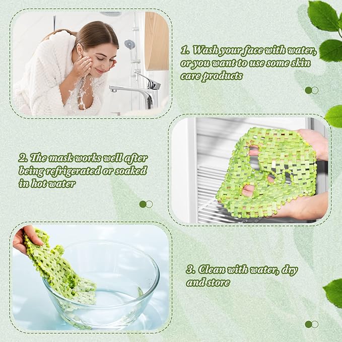Jade Facial Mask, Jade Sleep Natural Stone Mask, Green Facial Cooling Mask, Jade Eye Mask Beauty Skincare Massage Tools for Alleviate Puffiness Face Massage Puffy Eyes Dark Circles-GlimoraGlow