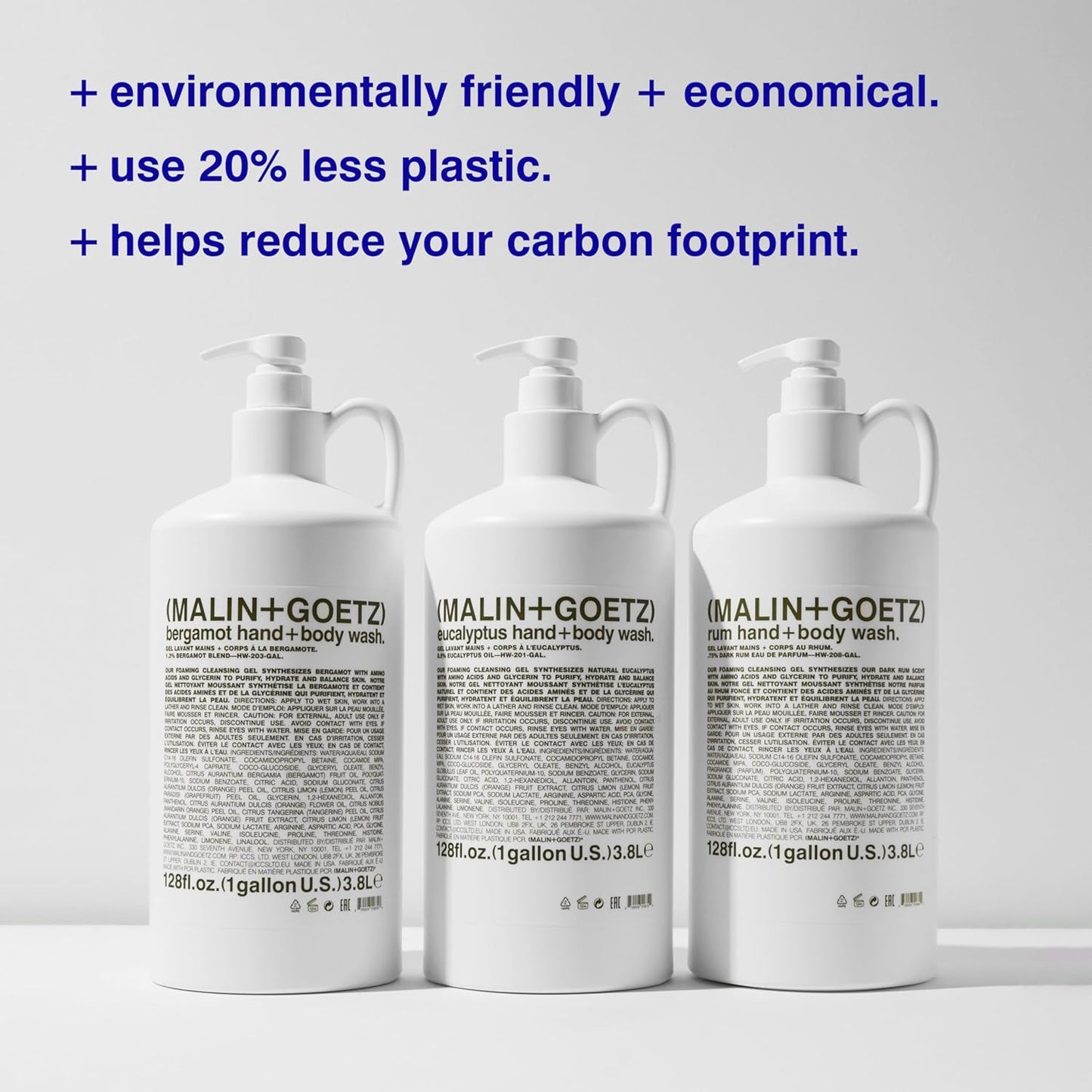 MALIN+GOETZ Rum Hand + Body Wash, 128 Fl. Oz. – Allows Up to 15 Refills, Natural Cleansing, Purifying & Hydrating for Women & Men, For All Skin Types, No Stripping or Drying, Cruelty-Free & Vegan-GlimoraGlow