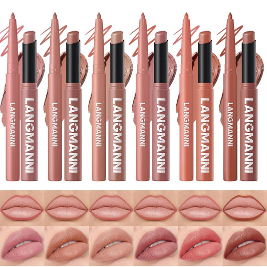 12Pcs Matte Lipstick + Lip Liner Pens Lip Combo Sets, Creamy Matte Lip Makeup Kit Long-Lasting Waterproof, Smudge-Proof Highly Pigmented Formula, Neutral & Nude Shades Makeup Set (Everyday Nudes Set)-GlimoraGlow