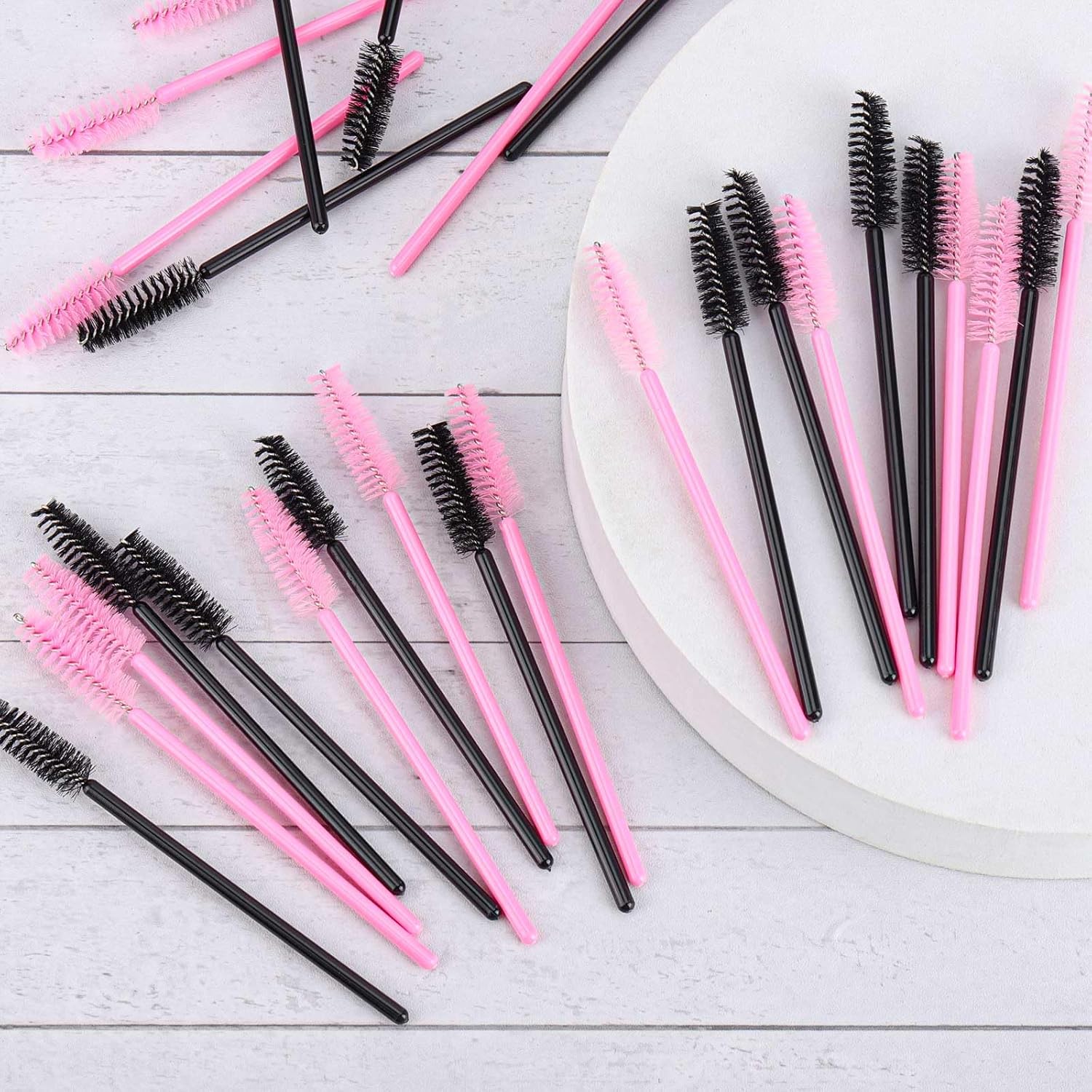1000 Disposable Mascara Wands Eyelash Brushes Spoolies for Eyebrow Eye Lash Extension Black and Pink-GlimoraGlow