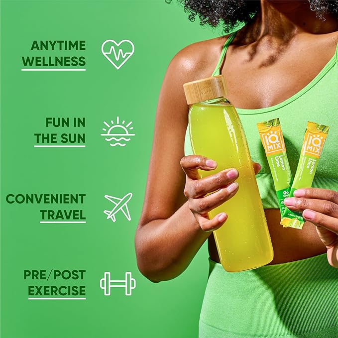 IQMIX Hydration Electrolyte Powder – 4-in-1 Formula for Hydration, Mental Clarity, Mood and Recovery – Sugar-Free Drink Mix, Keto, Magnesium L-Threonate, Lion’s Mane – 20 Count Lemon Lime-GlimoraGlow