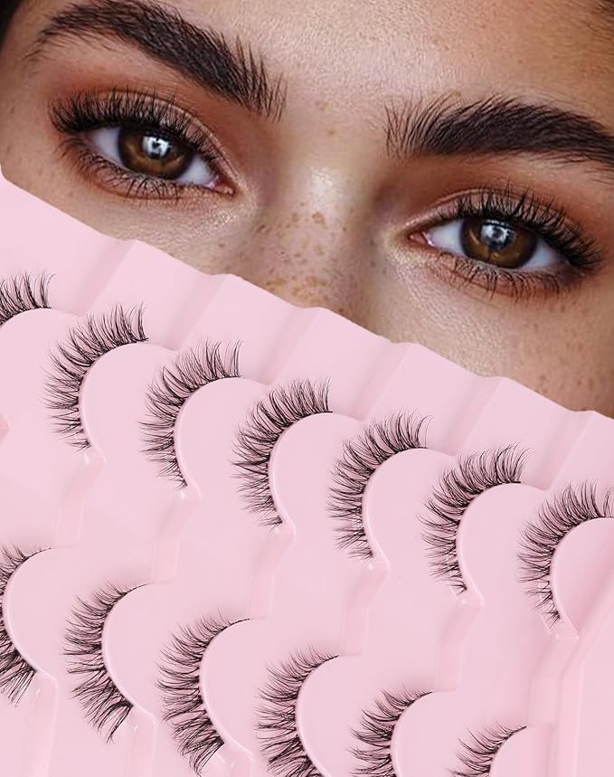 Wispy Lashes Natural Look Fake Eyelashes Natural Lashes False Eyelashes Wispy Fake Lashes Natural Eyelashes Clear Band Lashes UP20-GlimoraGlow