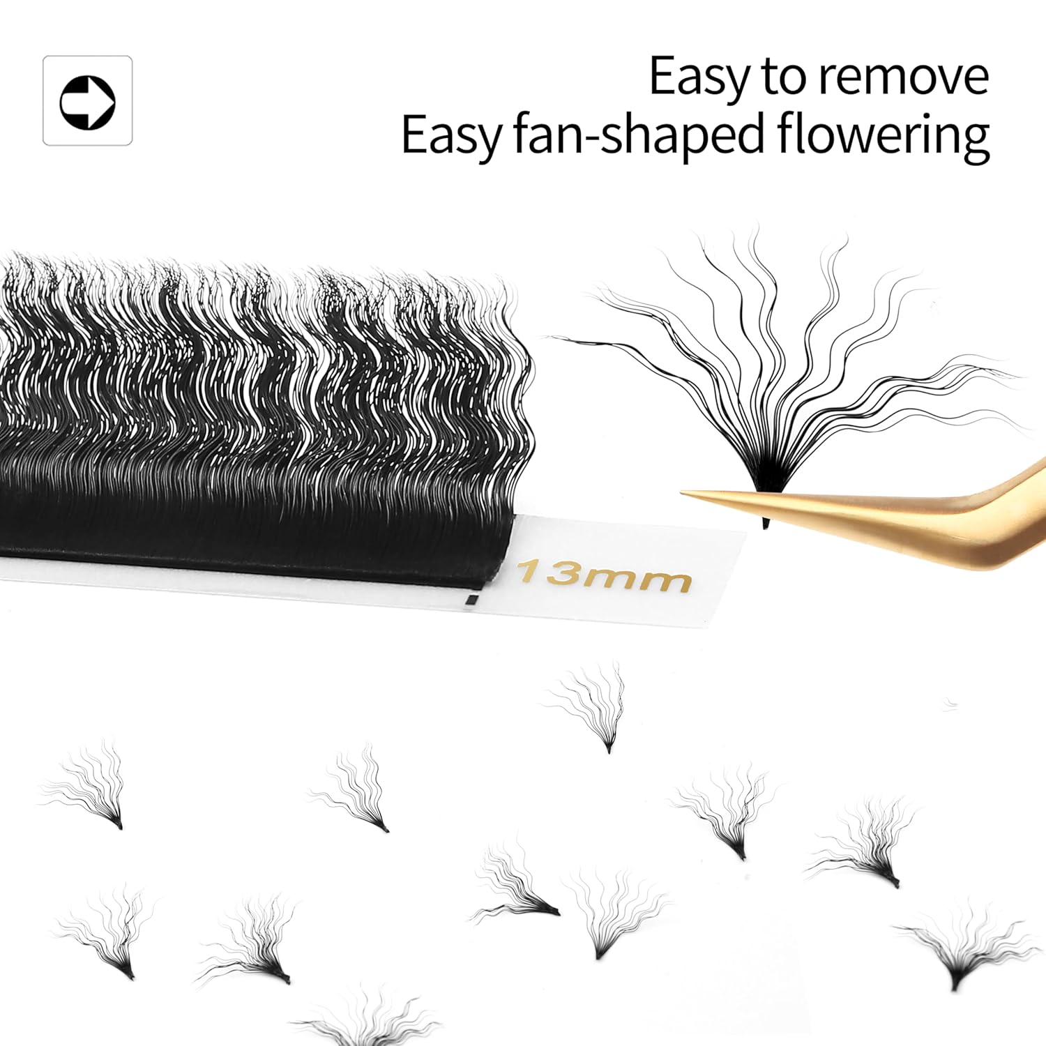 Lash Extensions Wool Curly Eyelash Extensions 0.07mm Thickness C Curl Mix 8-15mm Easy Fan Lashes Premade Fans Volume Lashes Matte Black Crisscross(Wool Curly,0.07-C,8-15mm)-GlimoraGlow
