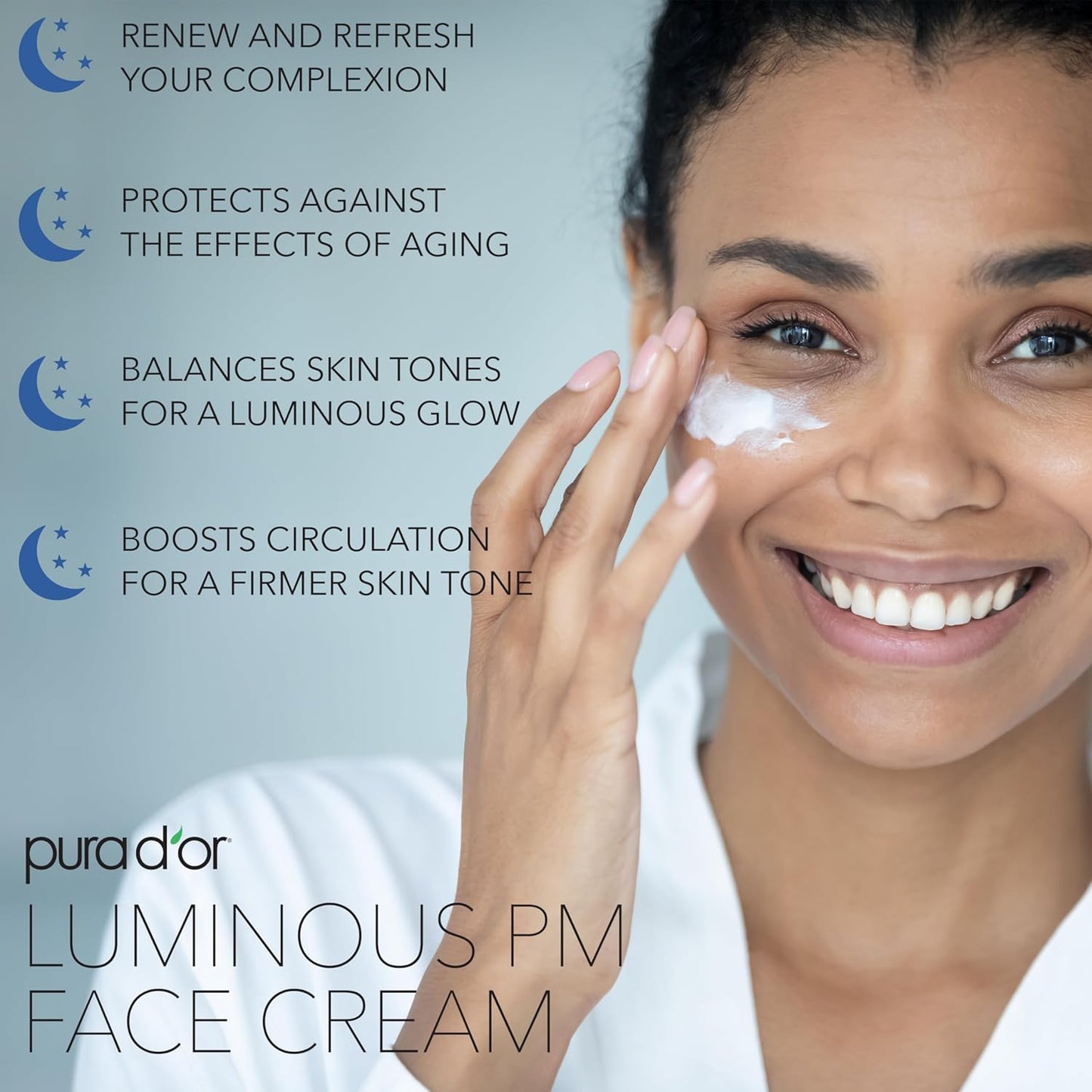 PURA D'OR 1.7 Oz Luminous PM Face Cream - Methylene Blue, Marine Collagen, Retinol, Peptides, Apple Stem Cell Extract - Anti-Aging Nighttime Moisturizer - Overnight Facial Treatment For Women & Men-GlimoraGlow