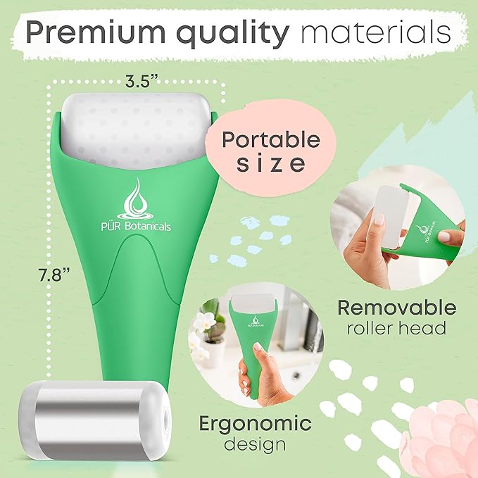 Ice Roller for Face & Eye Puffiness Relief 2 in 1 Set - Therapeutic Facial Massager for Beauty - Cooling Face Rollers for Women - Tone & Tighten Your Damaged Skin - Reduce Wrinkles-GlimoraGlow