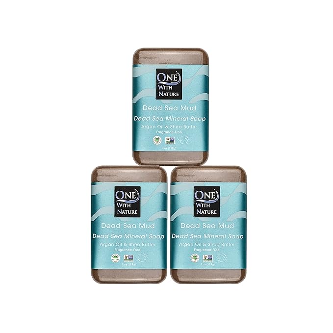 One With Nature Dead Sea Mud Soap 4oz 3-Pack – Purifying and Exfoliating Soap Bar with Dead Sea Salt Minerals for Face & Body, for Men & Women-GlimoraGlow
