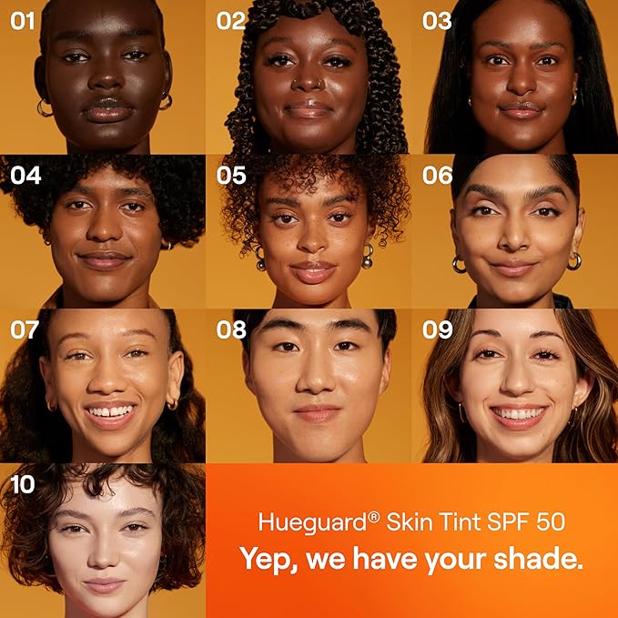 Live Tinted Hueguard Skin Tint SPF 50 - Tinted Mineral Sunscreen with Light-Medium Buildable Coverage With a Hydrating and Radiant Finish - Water and Sweat Resistant, 1.35 fl oz - Shade 05-GlimoraGlow