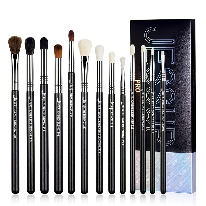 Jessup Eye Makeup Brushes Set Professional Blending Brush for Makeup Eyeshadow 13pcs Premium Synthetic Blender Brush Makeup Black T338-GlimoraGlow