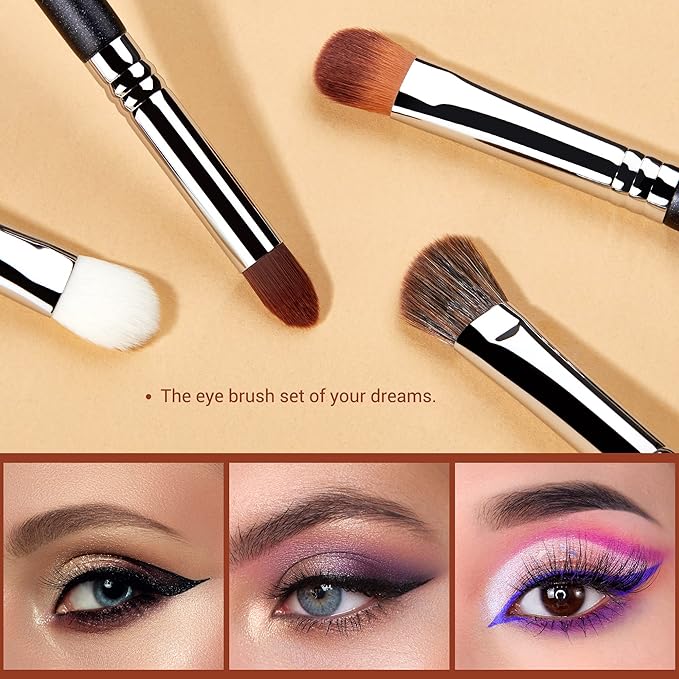 Jessup Eyeshadow Brush Set 12pcs Eye Makeup Brushes Set Professional Premium Sythetic Eye Shadow Blending Smoky Shader Concealer Brush Black T339-GlimoraGlow