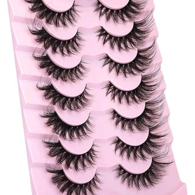 Fox Eye Lashes Faux mink Eyelashes Wispy Cat Eye Long False Eyelahses Dramatic Cross Full Volume Strip Lashes Pack 7 Pairs-GlimoraGlow