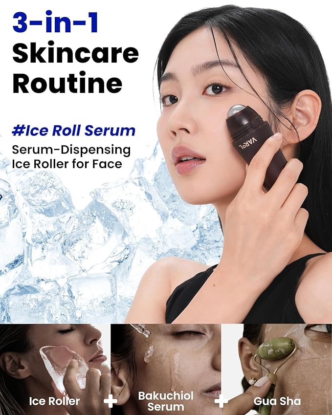 Ice Roll Serum | Cooling & Hydrating Roll-On Serum for Face, Puffy Eyes, Bakuchiol & Collagen for Firming & Lifting, Facial Roller for Depuffing, Under Eye Bag Treatment | Korean Skin Care-GlimoraGlow