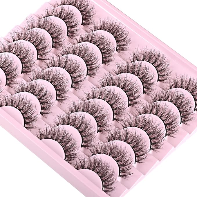 FARRED Natural Lashes Short Eyelashes Wispy False Mink Lash Pack 14 Pair Natural Look Fluffy Doll Eyelash Small Fake Strip Lashes Full Pestañas Sets for MUA and Beginners Daily Makeup (F3 | 8-16mm)-GlimoraGlow