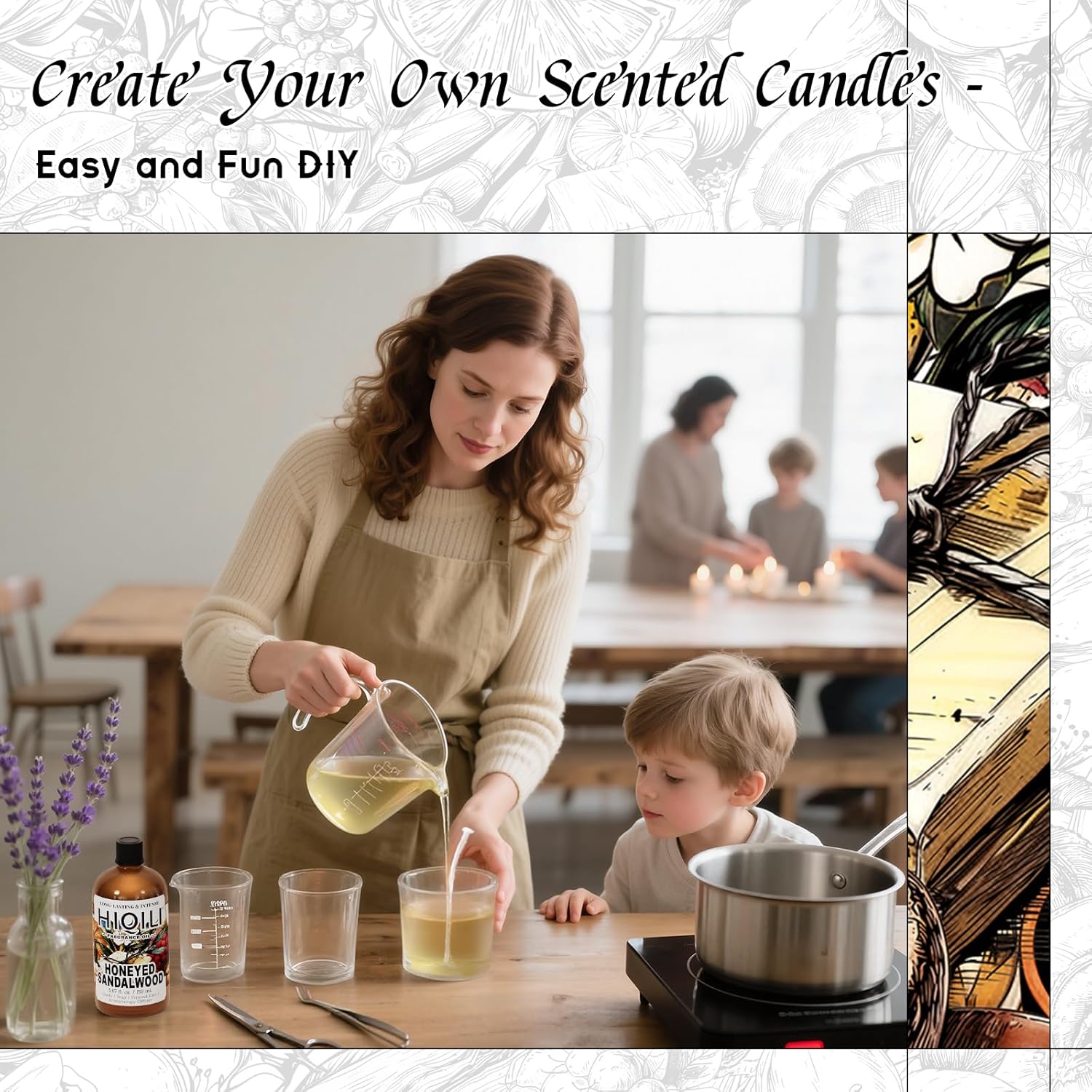 HIQILI Honeyed Sandalwood Fragrance Oil for Diffuser, Candle & Soap Making, Add to Dryer Balls, Lotion, Hotel Luxury Scents - 5.07 Fl Oz-GlimoraGlow