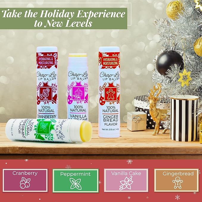 100% Natural Lip Balm Set - Beeswax Natural Christmas Gifts for Her - Ideal Gift for Women - Lip Moisturizer for Dry Lips, Cocoa Butter - Petroleum Free Pack of 8-GlimoraGlow