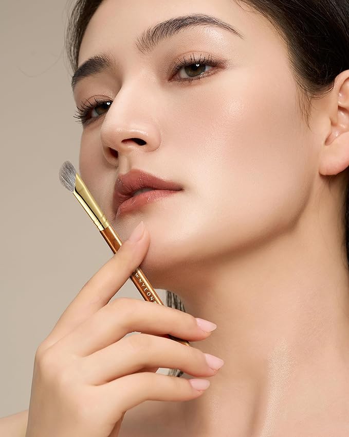 Desert Oak Series Pro Nose Sculptor - Arctic Fluff Hybrid Bristles for Nasal Contouring, Wide Angled Nose Brush, Bubinga Handle (CM 197)-GlimoraGlow