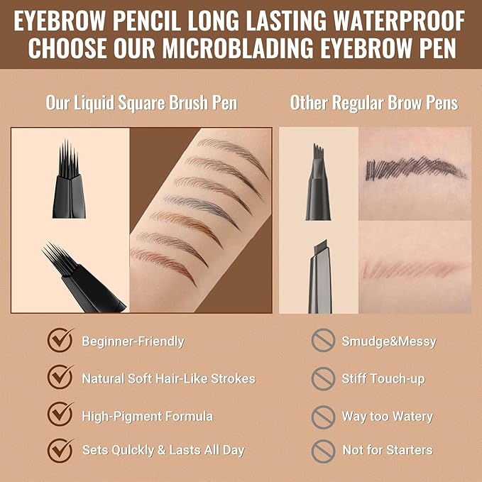 iMethod Eyebrow Pen - Eyebrow Pencil,2-in-1 Eyeliner Dual-Ended Microblading Eyebrow Pencil Long Lasting Waterproof Hair-Like Brow Pencil,with Eyebrow Brush,Eyebrow Pencils for Women,Reddish Brown-GlimoraGlow