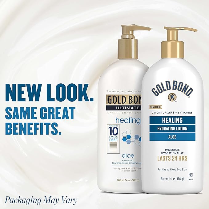 Gold Bond Ultimate Healing Skin Therapy Lotion with Aloe, 14 oz., Non-Greasy & Hypoallergenic-GlimoraGlow