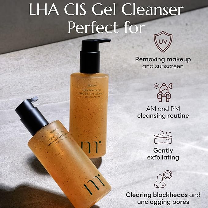 LHA CIS Gel Cleanser - Low pH Korean Facial Wash Skincare for Pore Shrinking, Face Moisturizing, Makeup, Whitehead & Blackhead Remover - 6.76 fl. oz-GlimoraGlow