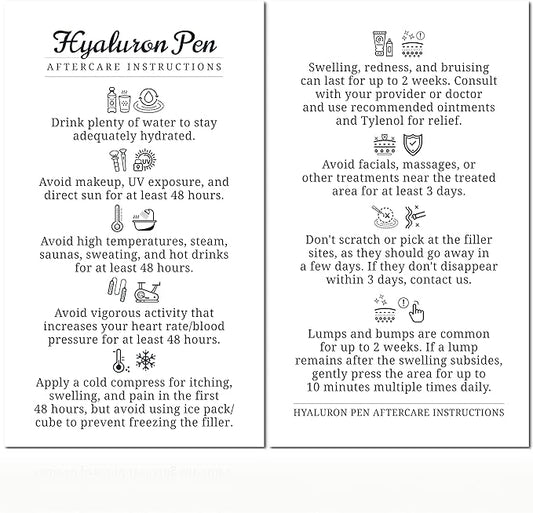 100 Pack - Premium Hyaluron Pen Lip Filler Aftercare Instructions Card 2 x 3.5" Accessories Supplies Kit Care - HP07A100_N-GlimoraGlow