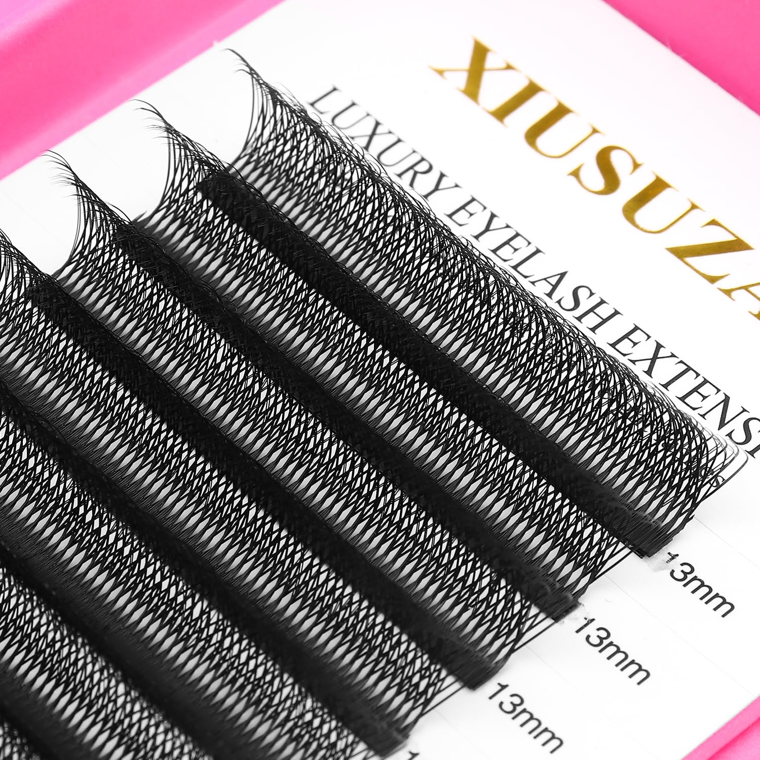 Lash Extensions Double Tips 4D Eyelash Extensions W Shape 0.07mm Thickness C Curl 14mm Premade Fans Easy Fan Volume Lashes Matte Black Crisscross(W-4D-Double Tips-0.07-C,14mm)-GlimoraGlow