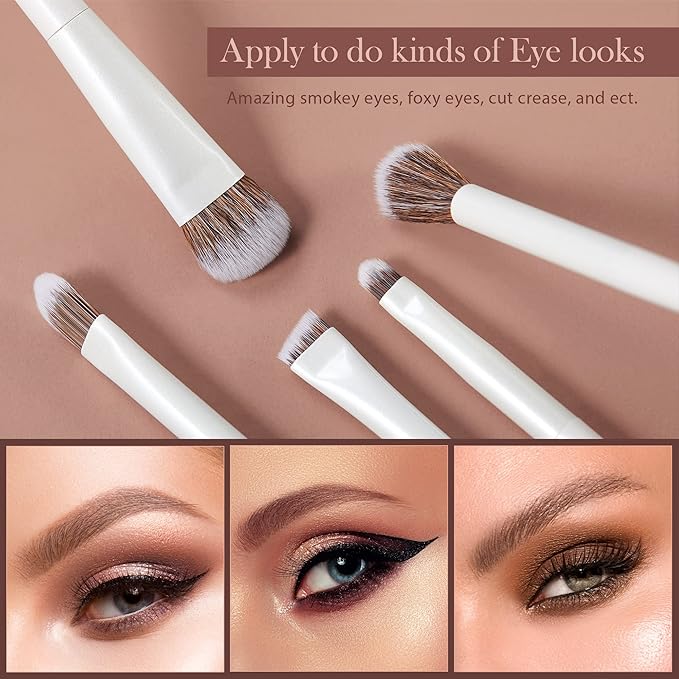 Jessup Makeup Brushes Set 14pcs Make up Brushes Premium Synthetic Foundation Concealer Blush Contour Powder Eye Shadow Blending Brush, Pearl White T343-GlimoraGlow