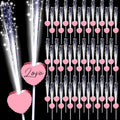 50 Pcs Wedding Sparklers Heart Shaped LED Glow Sticks Fiber Optic Wands Light up Wand with 3 Light Mode for Wedding Bridal Shower Birthday Glow in the Dark Party Supplies (Pink)