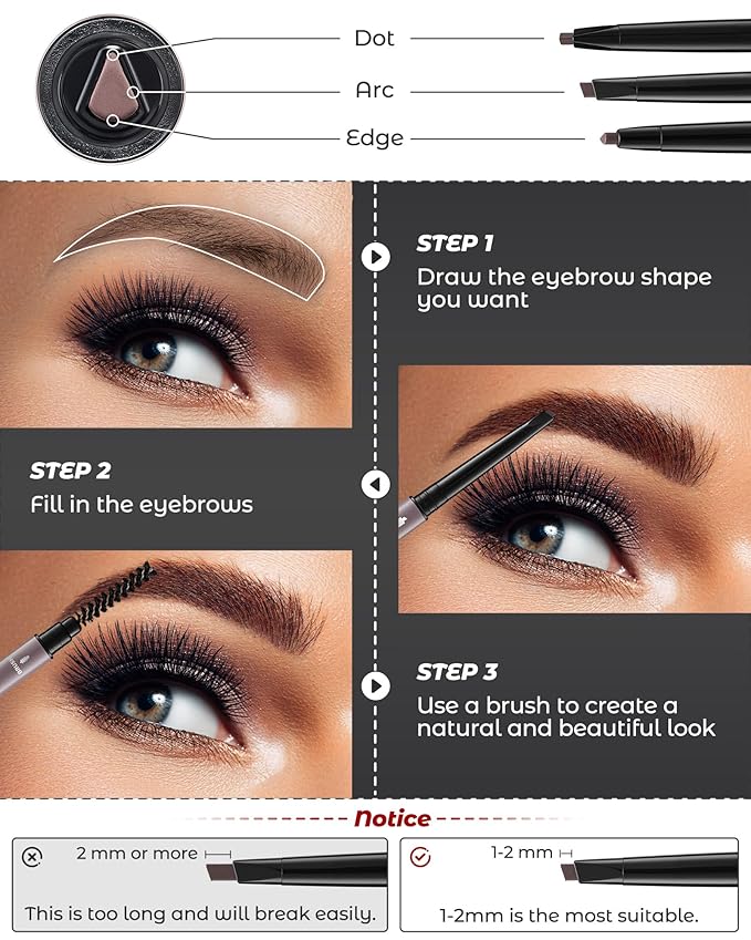 12Pcs Microblading Eye Brow Pencils for Women Brown Waterproof Eyebrow Pencil w/Eyebrows Razor & Scissors Kit 0.5mm Ultra-Fine Tip Creates Hair-Like Strokes for Effortless Natural Brows-GlimoraGlow