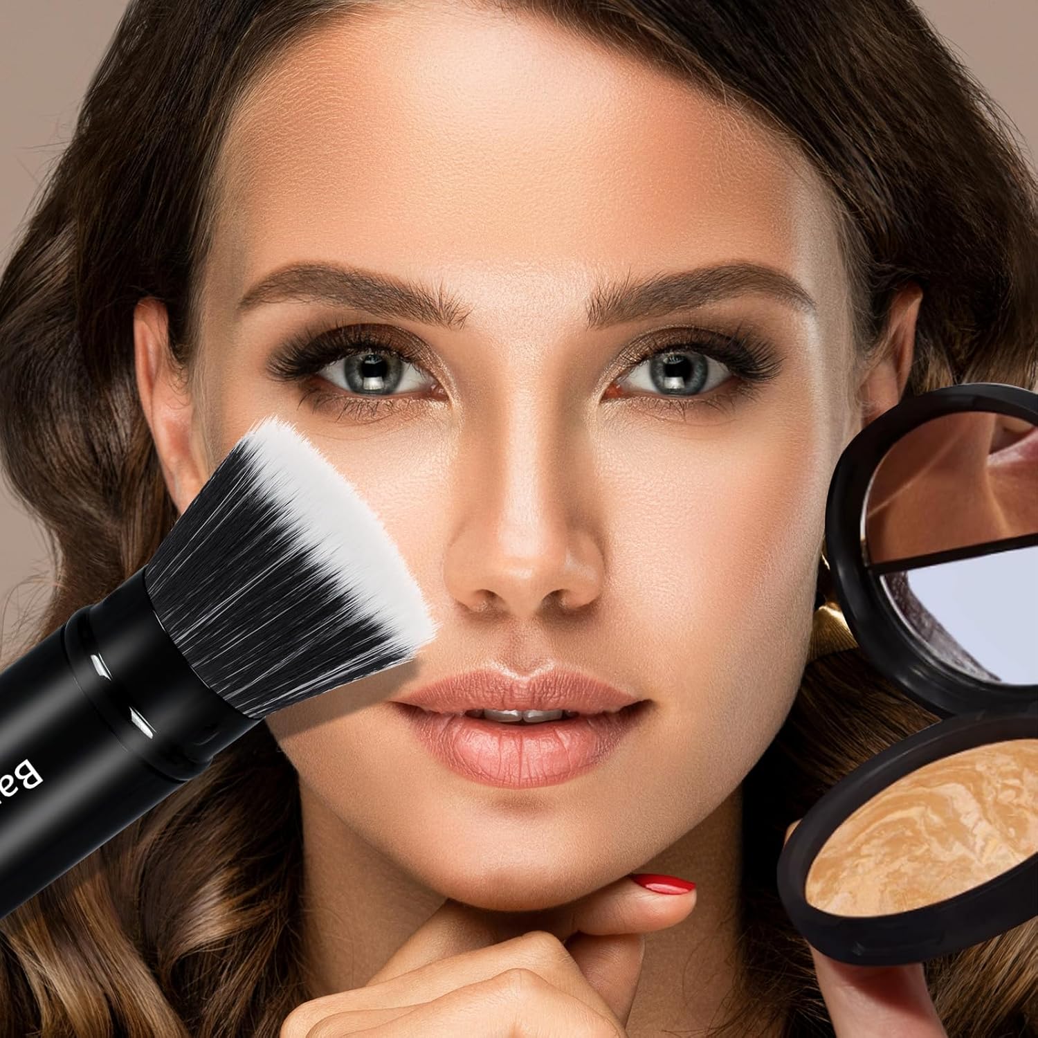 Foundation Makeup Brush Flat Top Kabuki Face Blush Liquid Powder Foundation Brush Retractable Travel Brush for Blending Liquid, Cream or Flawless Powder Cosmetics-GlimoraGlow