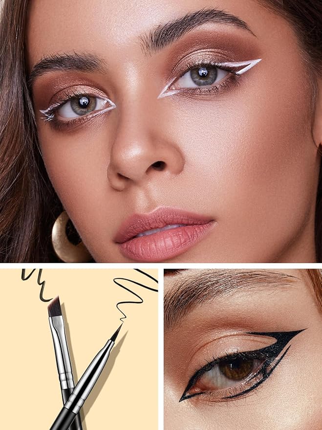 EIGSHOW Angled Eyeliner Brush & Eyeshadow Brush, High-End Precision Gel Liner and Short Smudge Brushes for Cat Eye, Winged Liner (E835&E806)-GlimoraGlow