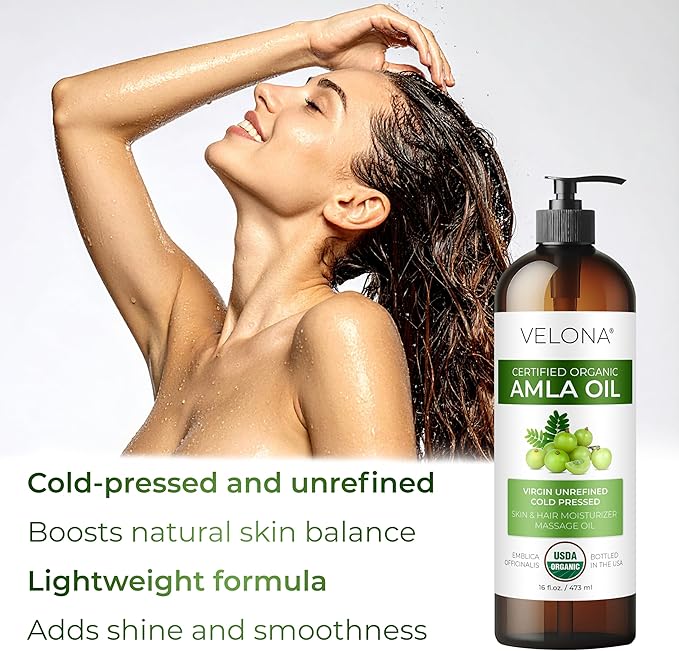 velona Amla Oil USDA Certified Organic - 16 Fl Oz | 100% Pure and Natural Carrier Oil | Extra Virgin, Unrefined, Cold Pressed-GlimoraGlow