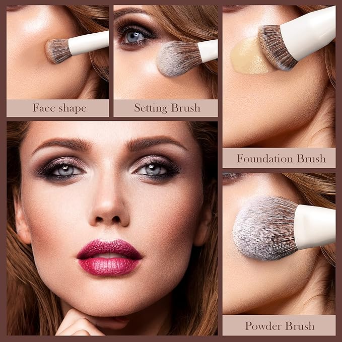 Jessup Makeup Brushes Set 14pcs Make up Brushes Premium Synthetic Foundation Concealer Blush Contour Powder Eye Shadow Blending Brush, Pearl White T343-GlimoraGlow