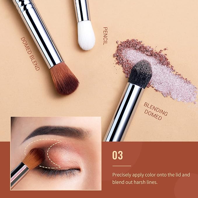 Jessup Eyeshadow Brush Set Professional Eye Blending Brushes for Lid Small Fluffy Soft Eye Brushes 10pcs, T331-GlimoraGlow