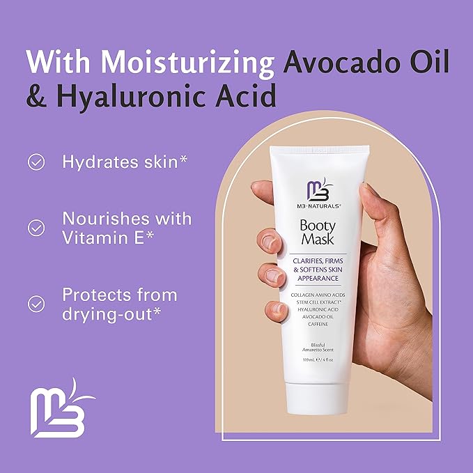 Moisturizing Butt Mask for Women - Butt Firming Mask and Caffeine Cellulite Cream for Thighs and Buttocks with Collagen - Clarifying Butt Firming Cream for Cellulite KP and Dry Skin by M3 Naturals-GlimoraGlow