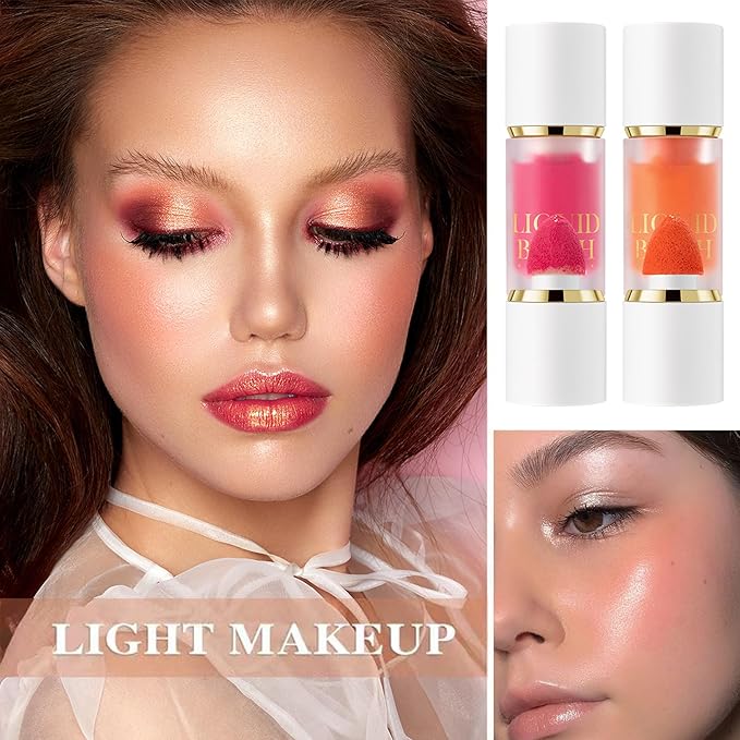 2 Colors Blush Stick,Multi-Use Cream Blush,Waterproofing Highly Pigmented Makeup Stick,Moisturizing Makeup Cream Set A4-GlimoraGlow