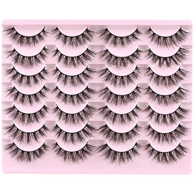 FARRED Lashes Natural Eyelashes Wispy Cat Eye False Lashes Fluffy Fake Eyelash Natural Look 14 Pairs Short Faux Mink Strip Eye Lash Pack for MUA and Beginners Daily Makeup (F4 | 9-16mm)-GlimoraGlow