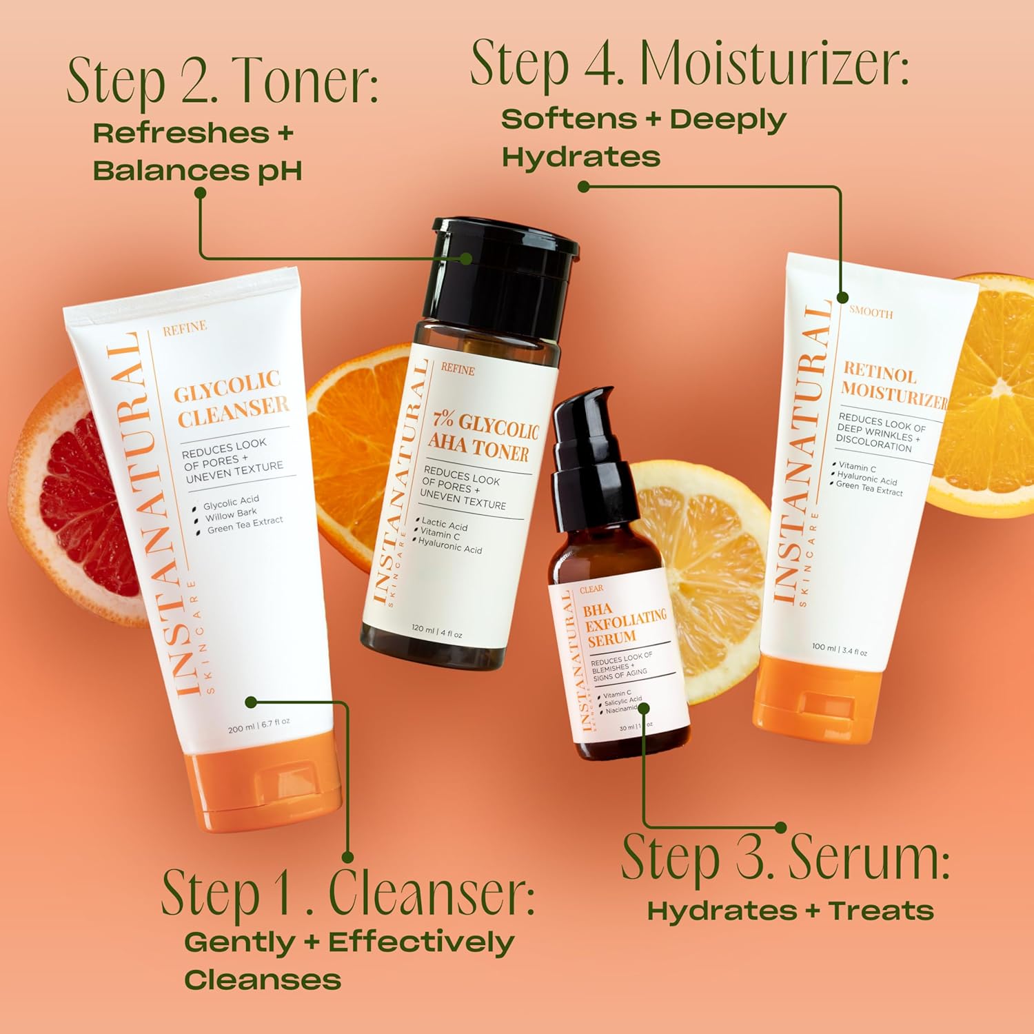 InstaNatural Retinol Moisturizer Nighttime Face Moisturizing Cream, Brightens and Reduces Signs of Aging, Wrinkles, Lines and Discoloration, with Vitamin C and Hyaluronic Acid, 3.4 Fl Oz-GlimoraGlow