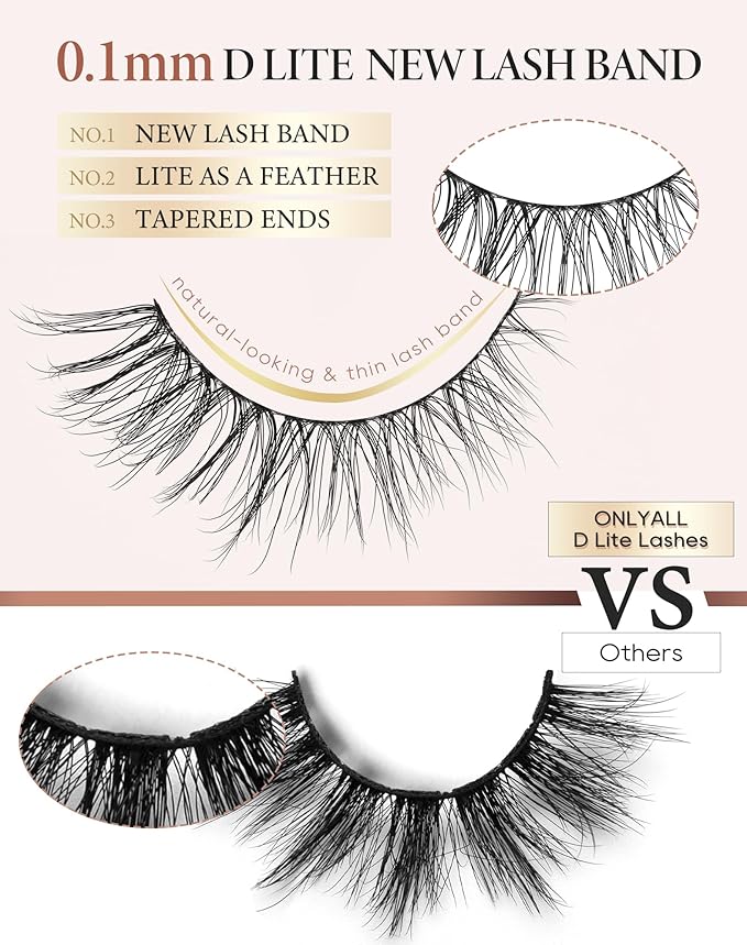Onlyall Lashes Mink False Eyelashes Natural Wispy Lashes Soft Faux Mink Lashes Fluffy False Lashes DK77-GlimoraGlow