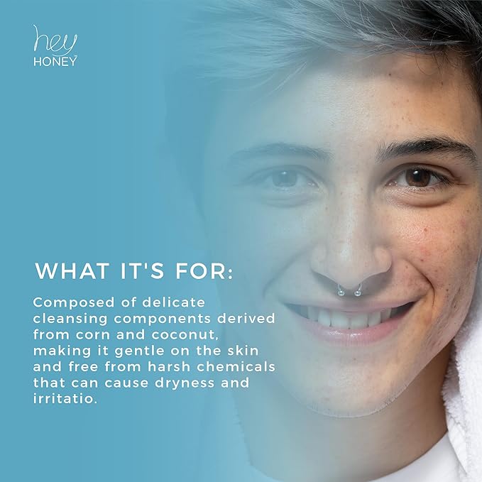 Hey Honey Skincare Be Clear Acne Routine | Daily Active Cleansing Face Wash | Youth & Young Adults, Blemishes Prone | Propolis & Gentle Exfoliating Acids | Fast & Long Lasting Oil Control | 5 fl oz-GlimoraGlow