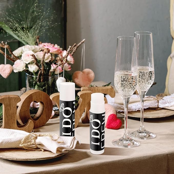 24 Pcs Bachelorette Lip Balm I Do Crew Wedding Party Gifts Bachelorette Lip Balm Gift Wedding Favors for Bachelorette Wedding Party Guest Supplies (Black with White)-GlimoraGlow